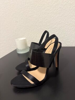 BCBGMaxAzria Black Patent and Satin High Heels